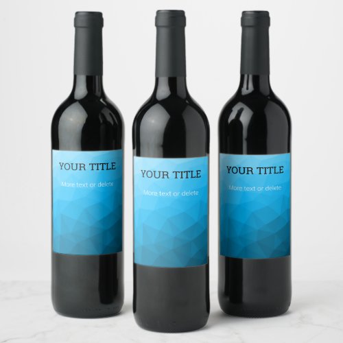 Blue cyan geometric mesh Triangle Custom text Wine Label