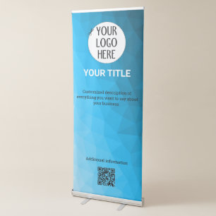 Blue cyan gradient geometric mesh Custom logo text Retractable Banner
