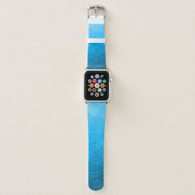 Blue cyan gradient geometric mesh pattern apple watch band (Front)