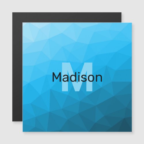 Blue cyan gradient geometric mesh pattern Monogram