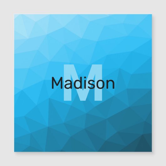 Blue cyan gradient geometric mesh pattern Monogram (Front)