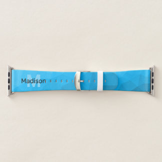Blue cyan gradient geometric mesh pattern Monogram Apple Watch Band