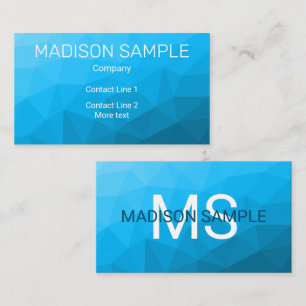Blue cyan gradient geometric mesh pattern Monogram Business Card
