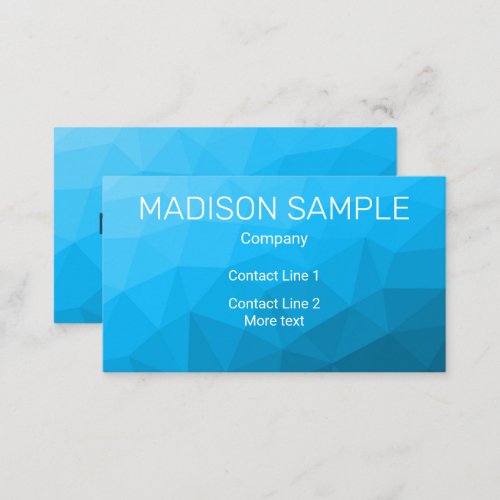 Blue cyan gradient geometric mesh pattern Monogram Business Card