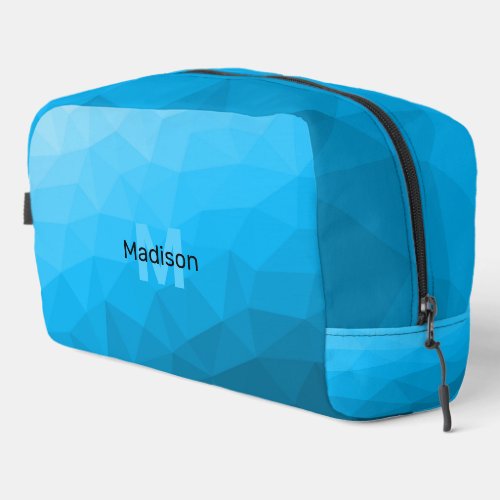 Blue cyan gradient geometric mesh pattern Monogram Dopp Kit