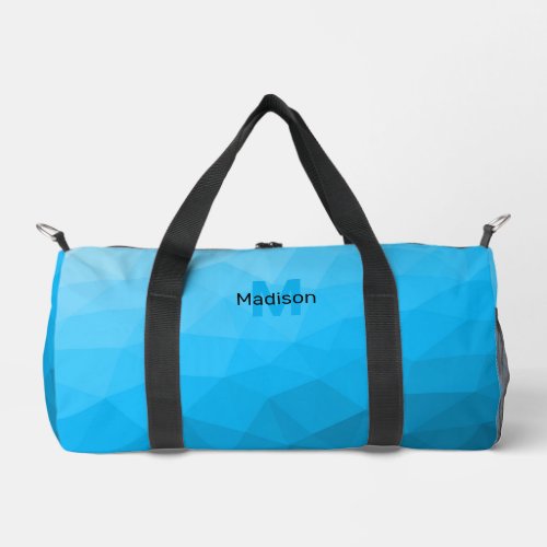 Blue cyan gradient geometric mesh pattern Monogram Duffle Bag