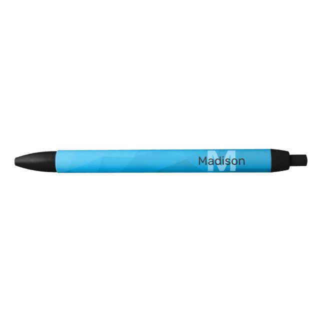 Blue cyan gradient geometric mesh pattern Monogram Pen (Front)