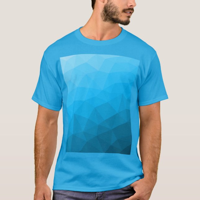 Blue cyan gradient geometric mesh pattern T-Shirt (Front)