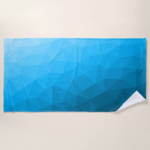 Blue cyan gradient geometric mesh pattern Triangle Beach Towel