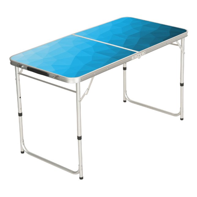 Blue cyan gradient geometric mesh pattern Triangle Beer Pong Table (Angled)