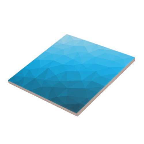 Blue cyan gradient geometric mesh pattern Triangle Ceramic Tile