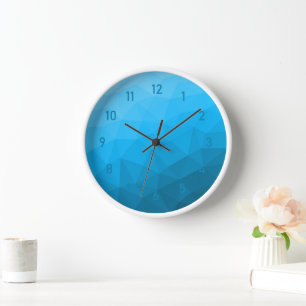 Blue cyan gradient geometric mesh pattern Triangle Clock