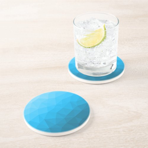 Blue cyan gradient geometric mesh pattern Triangle Coaster