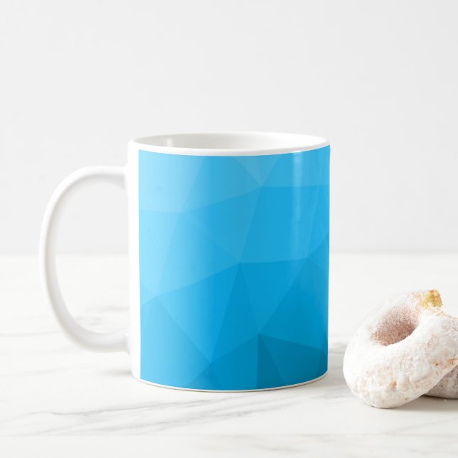Blue cyan gradient geometric mesh pattern Triangle Coffee Mug (With Donut)