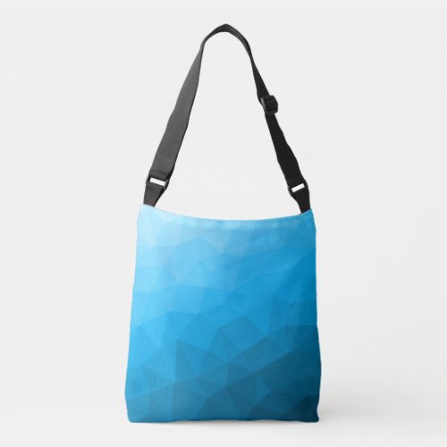 Blue cyan gradient geometric mesh pattern Triangle Crossbody Bag