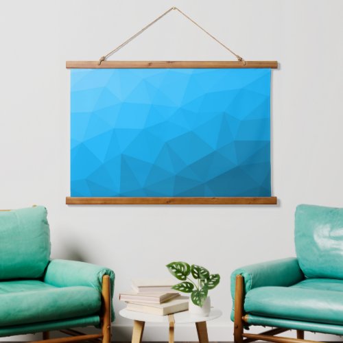 Blue cyan gradient geometric mesh pattern Triangle Hanging Tapestry