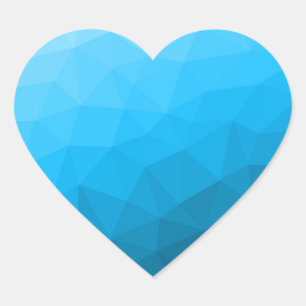 Blue cyan gradient geometric mesh pattern Triangle Heart Sticker