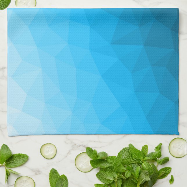 Blue cyan gradient geometric mesh pattern Triangle Kitchen Towel (Folded)