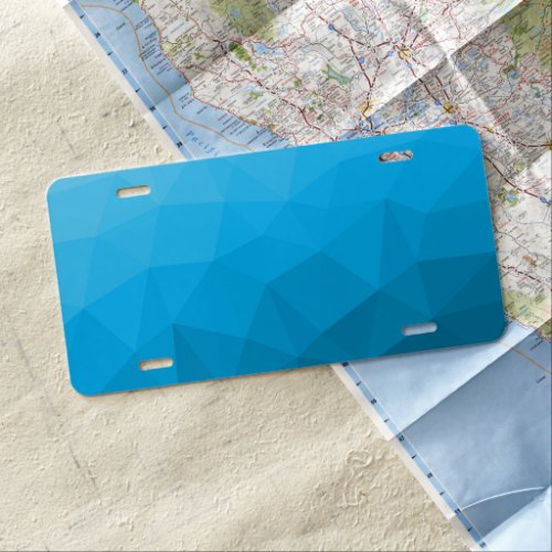 Blue cyan gradient geometric mesh pattern Triangle License Plate