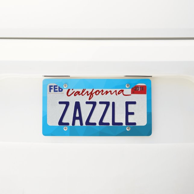 Blue cyan gradient geometric mesh pattern Triangle License Plate Frame (On Car)