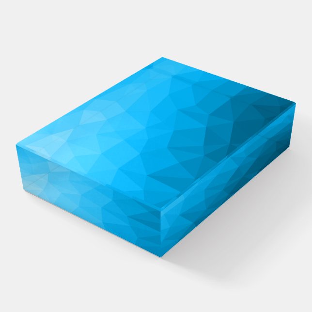 Blue cyan gradient geometric mesh pattern Triangle Paperweight (Angled)