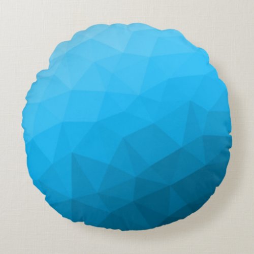 Blue cyan gradient geometric mesh pattern Triangle Round Pillow