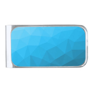 Blue cyan gradient geometric mesh pattern Triangle Silver Finish Money Clip