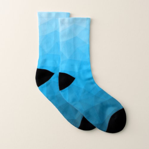 Blue cyan gradient geometric mesh pattern Triangle Socks