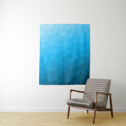 Blue cyan gradient geometric mesh pattern Triangle Tapestry