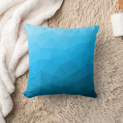 Blue cyan gradient geometric mesh pattern Triangle Throw Pillow