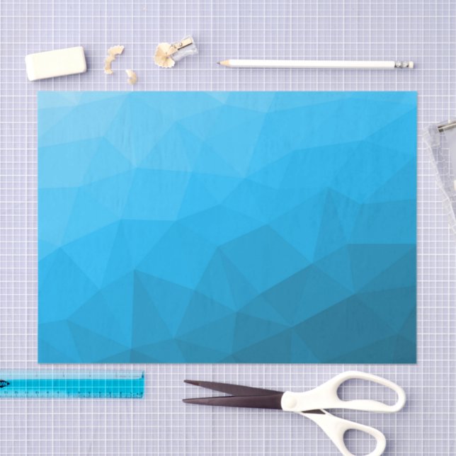 Blue cyan gradient geometric mesh pattern Triangle Tissue Paper (Craft)