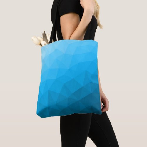 Blue cyan gradient geometric mesh pattern Triangle Tote Bag