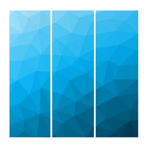 Blue cyan gradient geometric mesh pattern Triangle Triptych