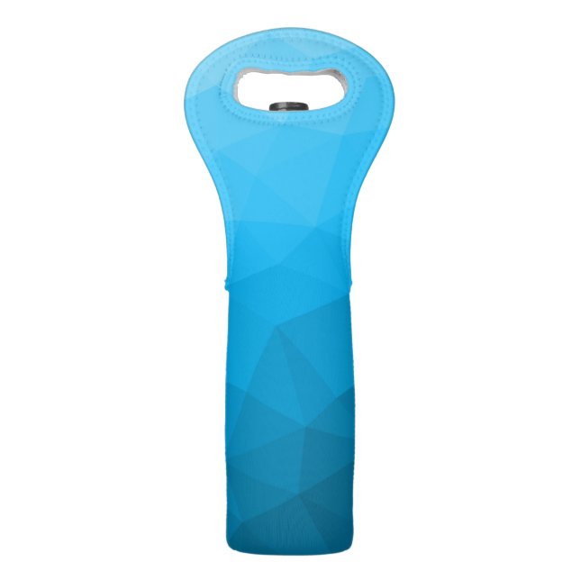 Blue cyan gradient geometric mesh pattern Triangle Wine Bag (Front)