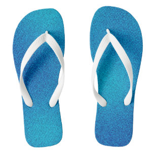 Blue-Cyan Gradient Glitters, Pair of Flip Flops