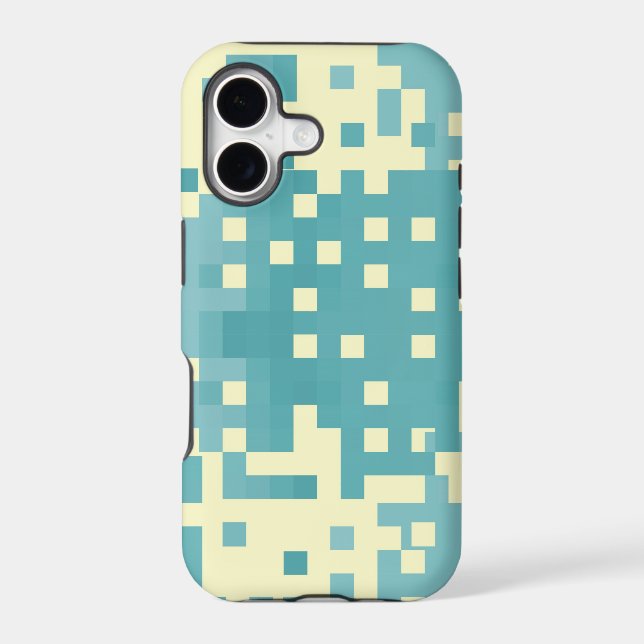 Blue & Cyan Pixel Pattern Iphone Case (Back)