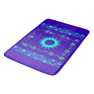 Blue Cyan Royal Blue Iridescent Color Art Print Bath Mat