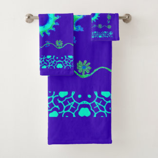 Blue Cyan Royal Blue Iridescent Color Art Print Bath Towel Set