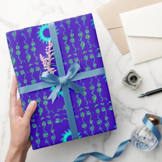 Blue Cyan Royal Blue Iridescent Color Art Print Wrapping Paper