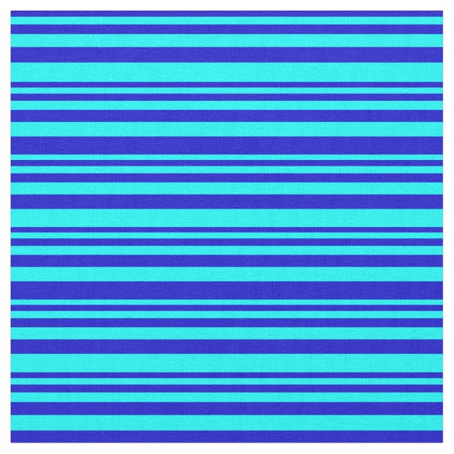 Blue & Cyan Striped/Lined Pattern Fabric (Close Up)