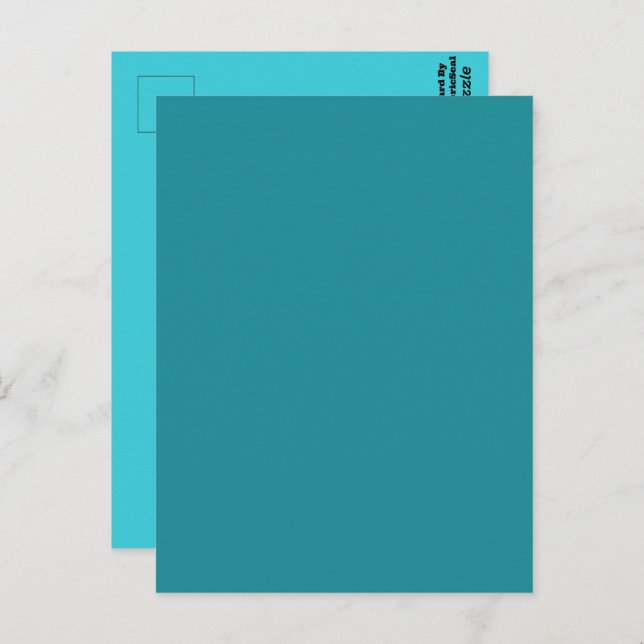 Blue Cyan Teal Turquoise Spring Season Solid Color Postcard (Front/Back)