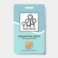 Blue Cyan Waves Photo Template Staff ID