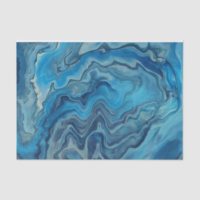 Blue Cyan White Marble Acrylic Abstraction  Tissue Paper (Front)