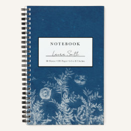 Blue Cyanotype Flower Personalized Notebook