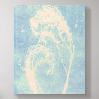 Blue Cyanotype Plant Heart Poster Wood Photo Tile