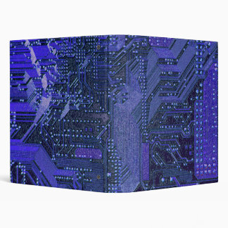 Blue Cyber Circuit Board Tech Art Electronics 3 Ring Binder
