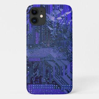 Blue Cyber Circuit Board Tech Art Electronics iPhone 11 Case