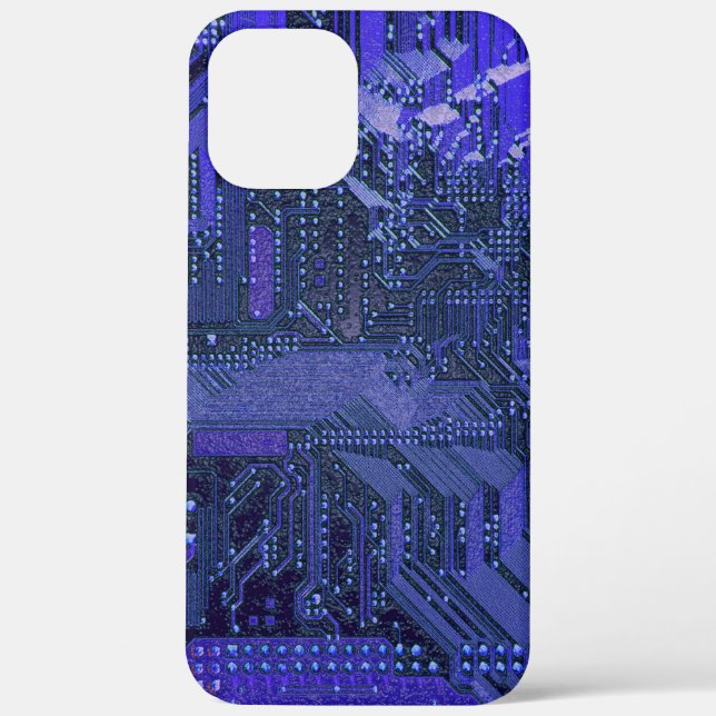 Blue Cyber Circuit Board Tech Art Electronics Case-Mate iPhone Case (Back)