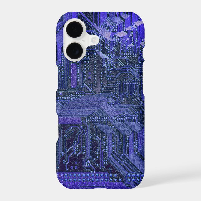 Blue Cyber Circuit Board Tech Art Electronics Iphone Case (Back)