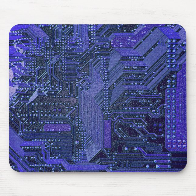 Blue Cyber Circuit Board Tech Art Electronics Mouse Pad (Front)